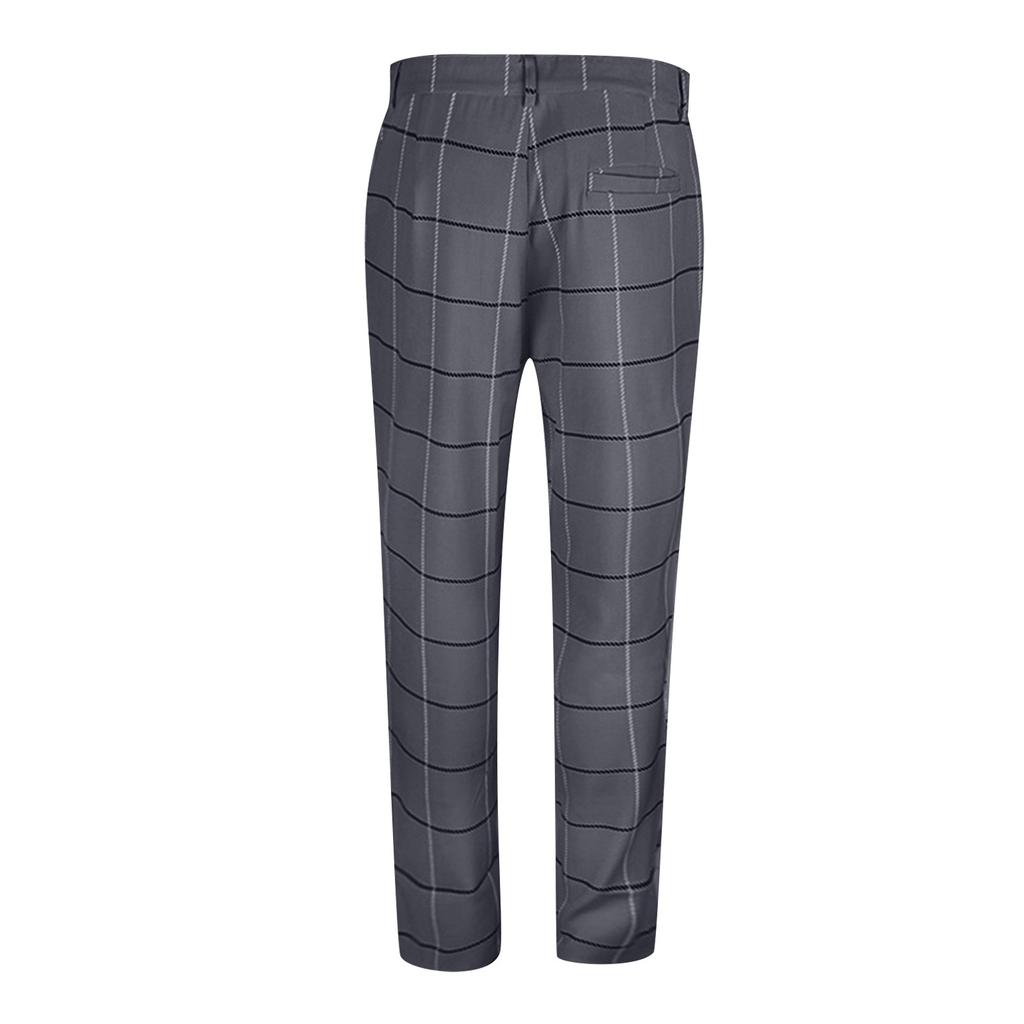 Men's Color Striped Plaid Casual Straight Pants