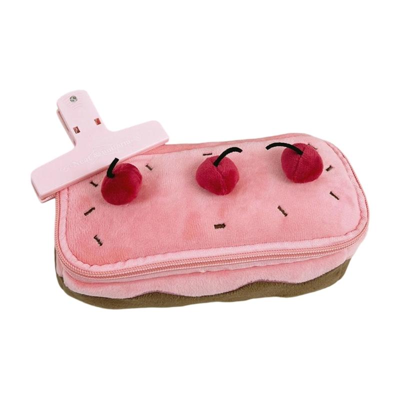 Cartoon Fruit Cake Pencil Bag Large Capacity Pencil Case Zippered Pencil Pouches Travel Cosmetic Bag For Student Artist