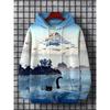 Japanske Harajuku 3D-trykte hettegensere for menn Fjellkatt Tentakkelgrafikk Sweatshirts Casual Løse Hette Langermet Pullover