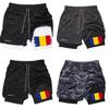 Romania Flag Camouflage Kick Boxing Muay Thai Shorts Men Women Unisex Casual Sportswear Double Layer Quick Dry Training Sport Gym Fitness Workout