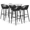 Day and Night - Day and Night High Table and Bar Stools 5 Pieces Black and White