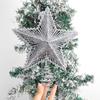 Christmas Seasonal Decor Glitter Star Tree Topper, Hollow Treetop Ornament, Sparkling Decoration for Holiday Home Party Window Display