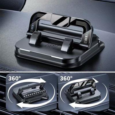 Car Phone Holder with Parking Number Plate 2-in-1 Multi-functional 360 Degrees Rotation Phone Stand Vehicle Dashboard Mobile Phone Mount