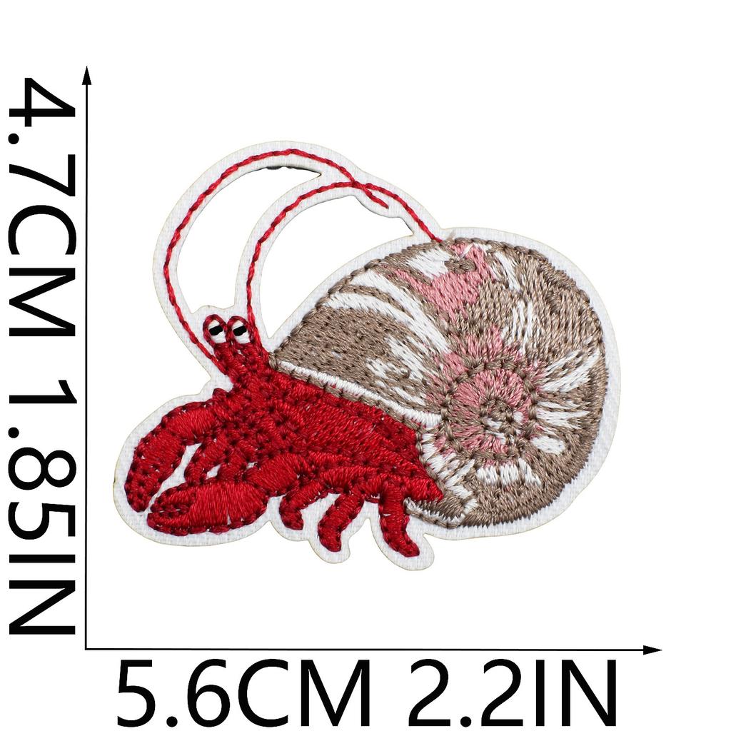 Blue Theme Embroidery Cloth Sticker, Surf Girl Patch Sticker, Wave Hermit Crab Computer Embroidery Label, Shell Chapter Sticker