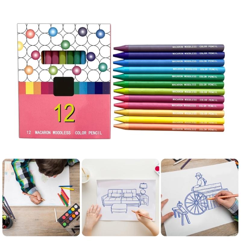 12 Colors Pencils Drawing Pencils Woodless Colored Pencils Art Supplies for Coloring Sketching Painting and Drawing