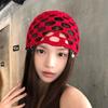 Breathable Knit Knitted Beanie Cap Hollow Design Bohemian Head Wrap  Casual Wear