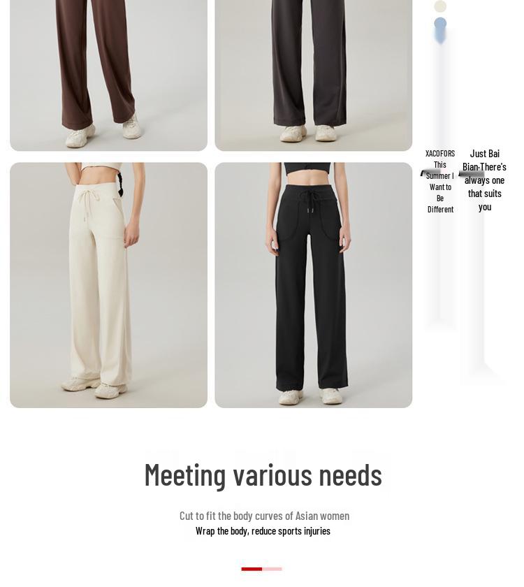 Dámské široké kalhoty se stahovací šňůrkou na jógu a fitness - Volné, ležérní a zeštíhlující design s rovnými nohavicemi