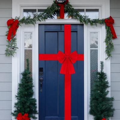 Christmas Cabinet Ribbons Bows Large Red Gate Door Bow Festive Wreath Bow for Christmas Tree Fireplace Home Kitchen Holiday Party Supplies