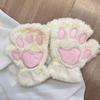Plush Fingerless Cat Claw Gloves - Warm, Winter-Ready, Perfect for Students