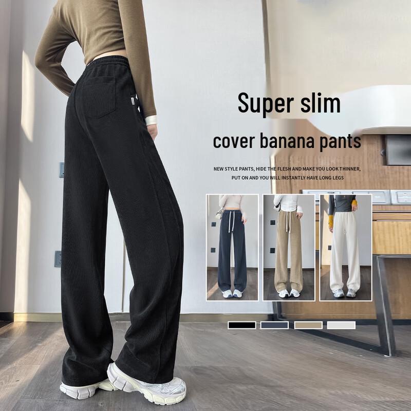 Hstyle Women's High-Waist Wide-Leg Banana Pants