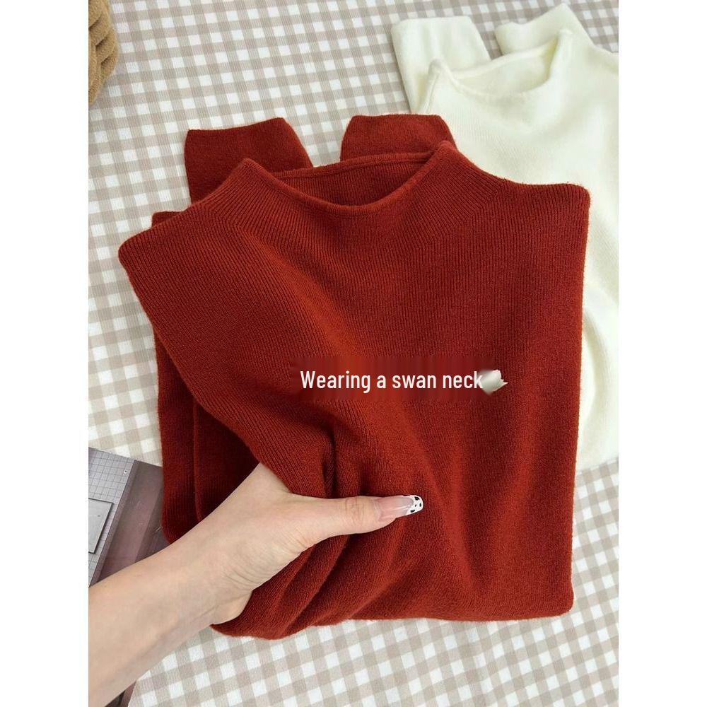 Women's Autumn/Winter 2026 Korean-Style Half-High Collar Thick Sweater: Versatile Inner and Outer Wear