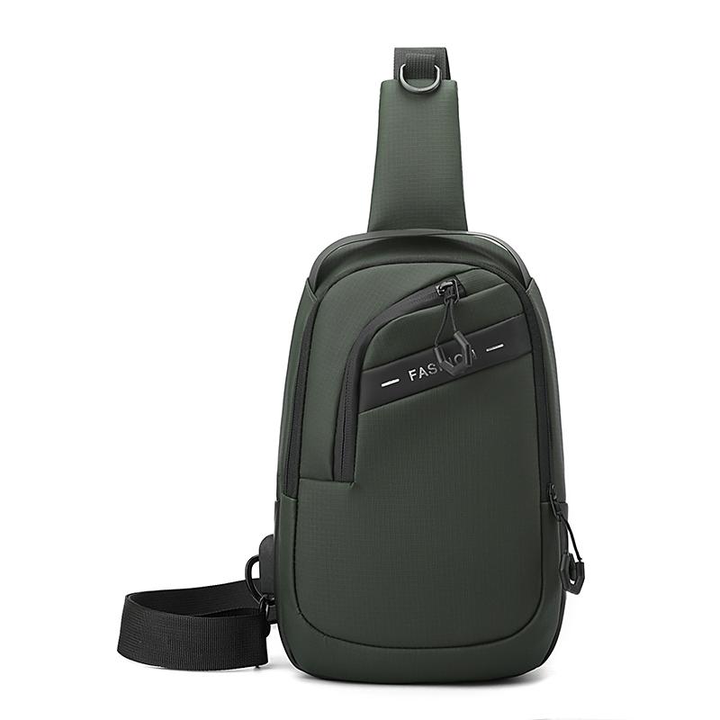 Sporty Men's Waterproof Sling Bag - USB Power Bank Port + Multi-Compartment Chest Pack (Anti-Sweat & Durable Design)