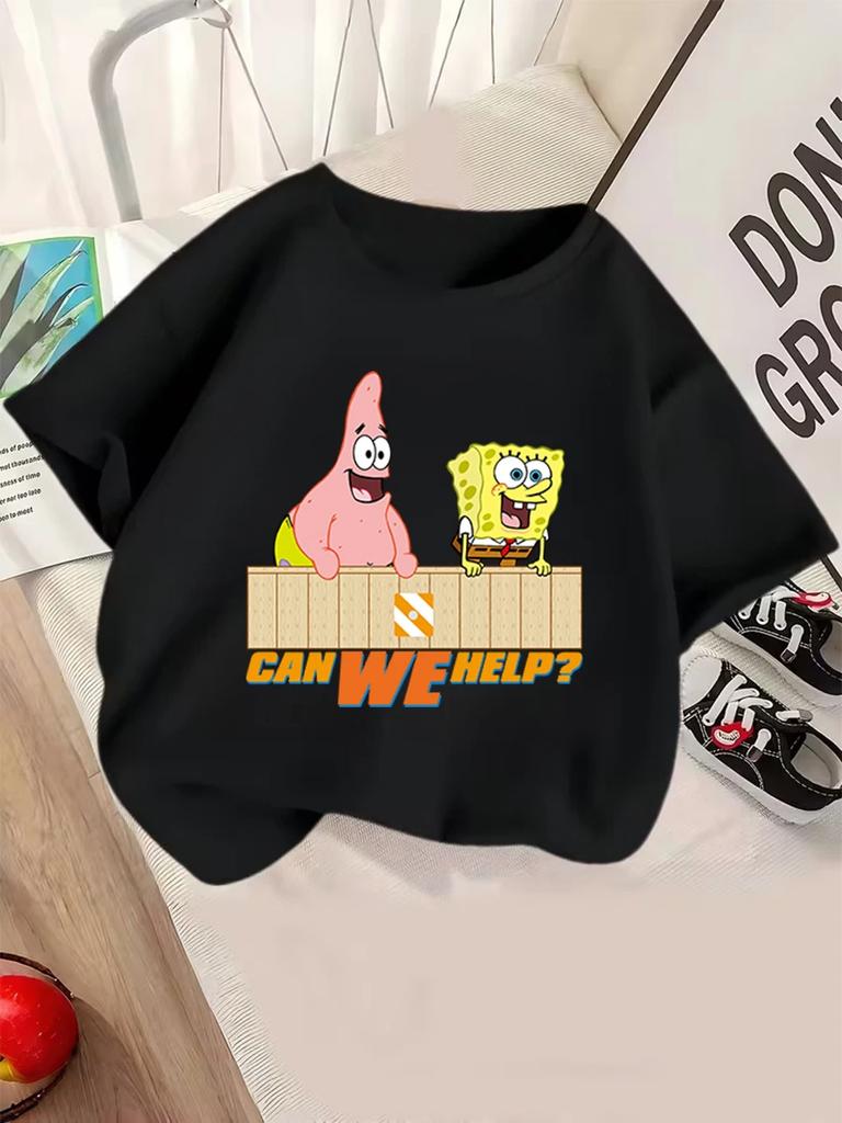 Patrick Star SpongeBob Short Sleeve Kids T Shirt Summer Cute Crewneck Boys Girls 3-14