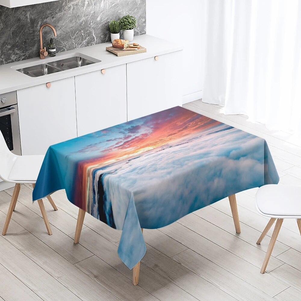 Nature Scenery Tablecloth Beach  Printed  Party Restaurant Table Decoration Stain Resistant & Waterproof