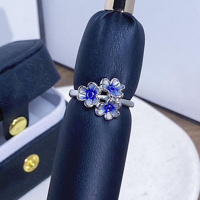Flower Series Open Ring Temperament Personality Niche Design Light Luxury High-End Ring
