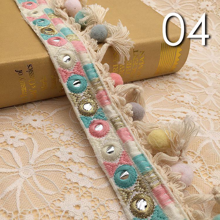 1/3/5 Yard Besticktes Jacquard Ethnisches Band Quaste Spitze Besatz Pompon Kugel Fransen Nähen Vorhang Kleidung Handwerk Zubehör