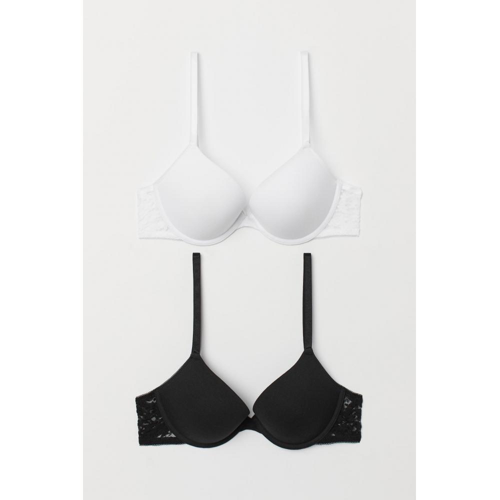 

Комплект из 2 бюстгальтеров пуш-ап из хлопка HM, белый черный
