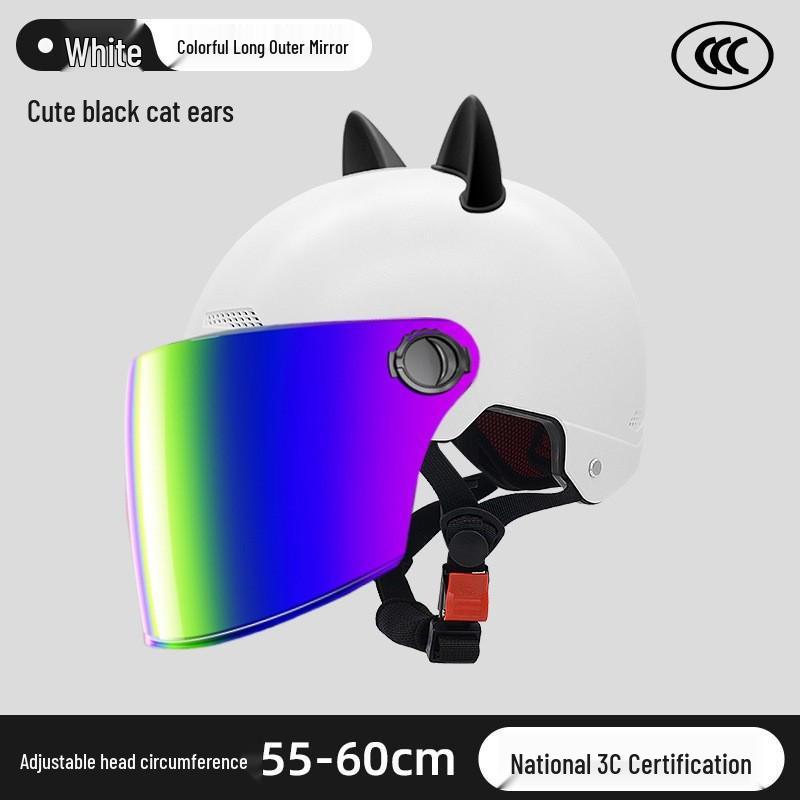 3C Certified Unisex Cat Ear Electric Bike Helmet, Sun Protection, All-Season Safety