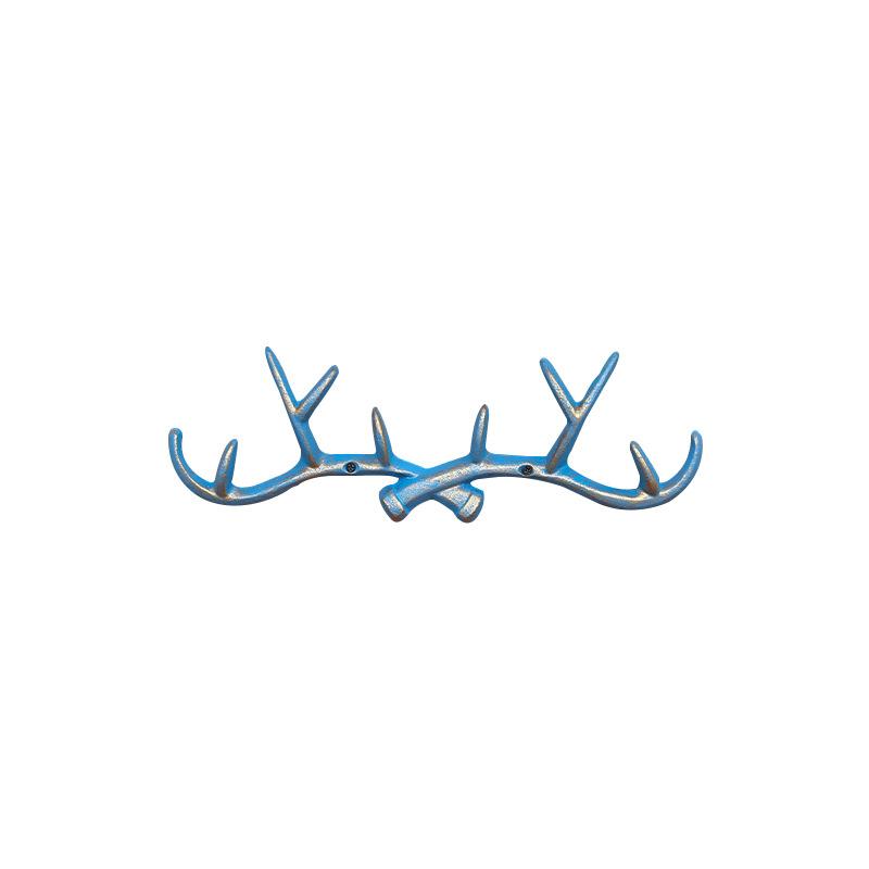 Retro Wall Mounted Iron Art Deer Antler Decorative Ironwork Hook Wall Key Holder Decoration Home Wall Decoration Clothes Rack