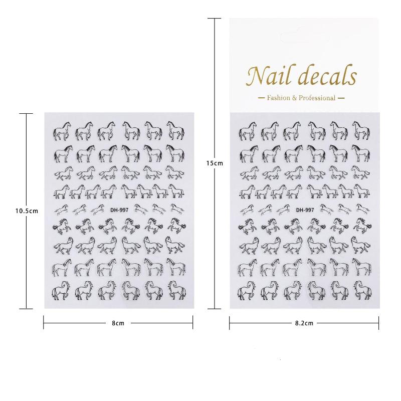 Cute Cartoon Minimally Hand-Painted Pony Nail Stickers Embossed Nail Stickers Diy Nail Art Decoration Manicure Sticker
