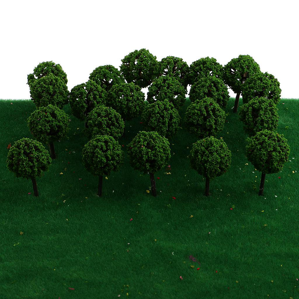 

50 Pieces 1:75 Model Flower Trees Layout HO OO Scale Light Green