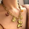 Fashionable Floral Sun Resin Beaded Necklace Retro Clavicle Chain Stainless Steel Neck Jewelry For Women