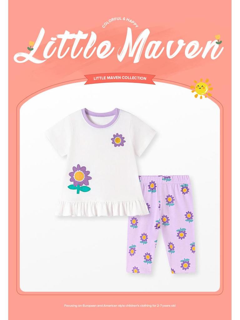 Little Maven Summer Baby Girls' Short-Sleeve Two-Piece Set - European & American Style