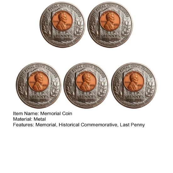 Final Cent Memorial Coin (1909-2025) Last Penny Tribute Token Historical Commemorative Coin Vintage-Style Penny Era Keepsake