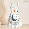 Women Plus Size Spaghetti Strap Off Shoulder Dress Constellation Shooting Star Celestial Print Swing Dress