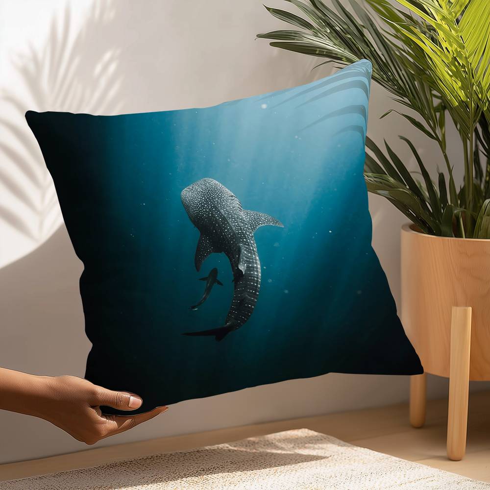 Blue Ocean Eagles Shark Angle Pillow Case Sofa Decorative Home Double-sided Printing Short Plush Cushion Pillow Cover Gift