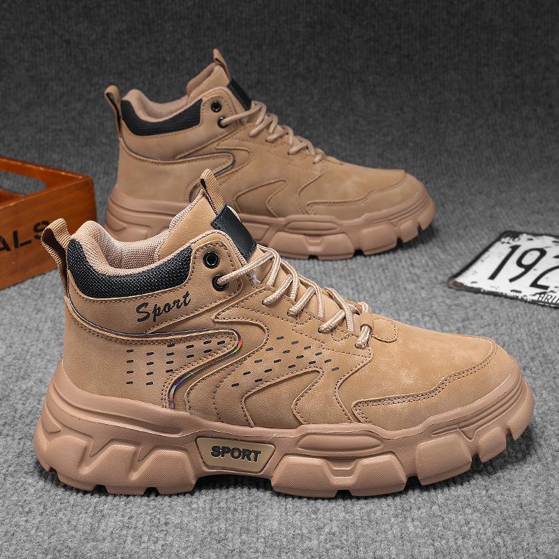 Warm Sports High-top Shoes, Waterproof Rubber and Plastic Men's Sticky Cold Running Soles, Winter Autumn Casual Martin Boots, Excellent Price