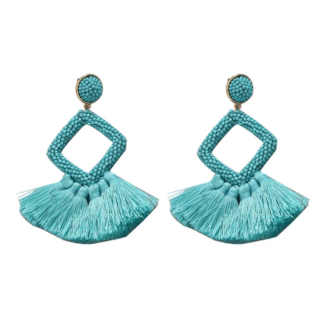 Hip Hop Fashion Earrings Women's Versatile Bead Stud Earrings Premium Sense Fringed Earrings