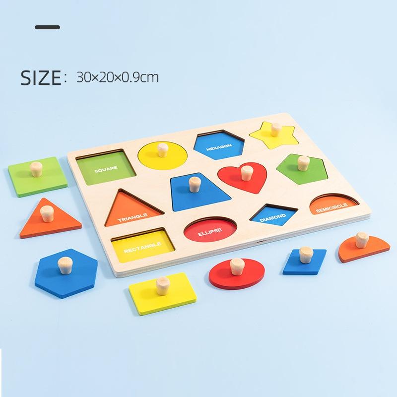 Montessori Color Sorting Toy Wooden Shape Matching Grasping Board Baby Jigsaw Puzzle Early Educational Toy Todder Fine Motor Toy