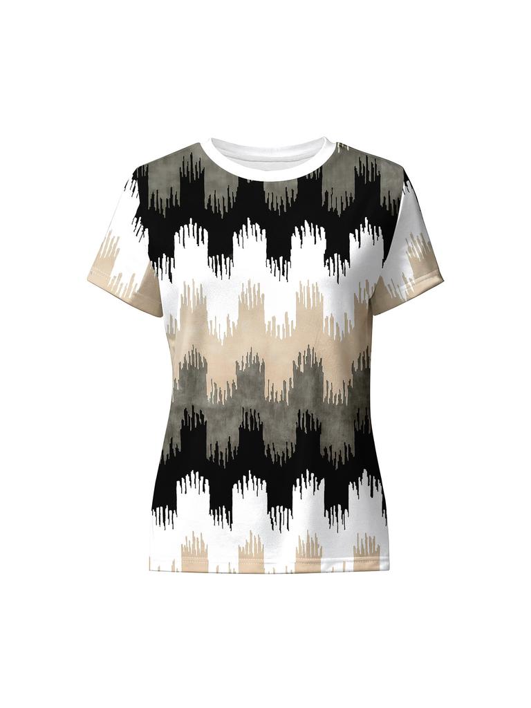 European and American Fashion Plus Size Women's Round Neck Casual Short-sleeved Tops