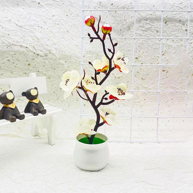 1PC Simulation Ornament Potted Plants Decoration Bonsai Adorn Wintersweet Plastic Moss Elegant Artificial Flowers
