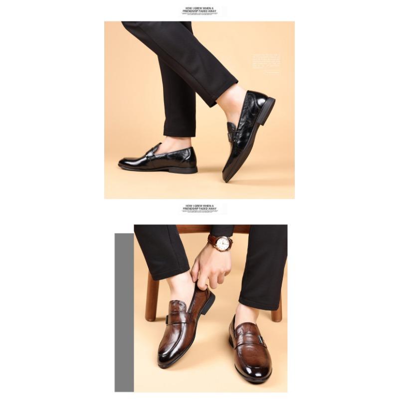 Men's Head Layer Cowhide Shoes, Shoes, Soft Bottom, Soft Surface Leather Stirrups Casual Men's Shoes, Breathable Thin Models of Single Shoes