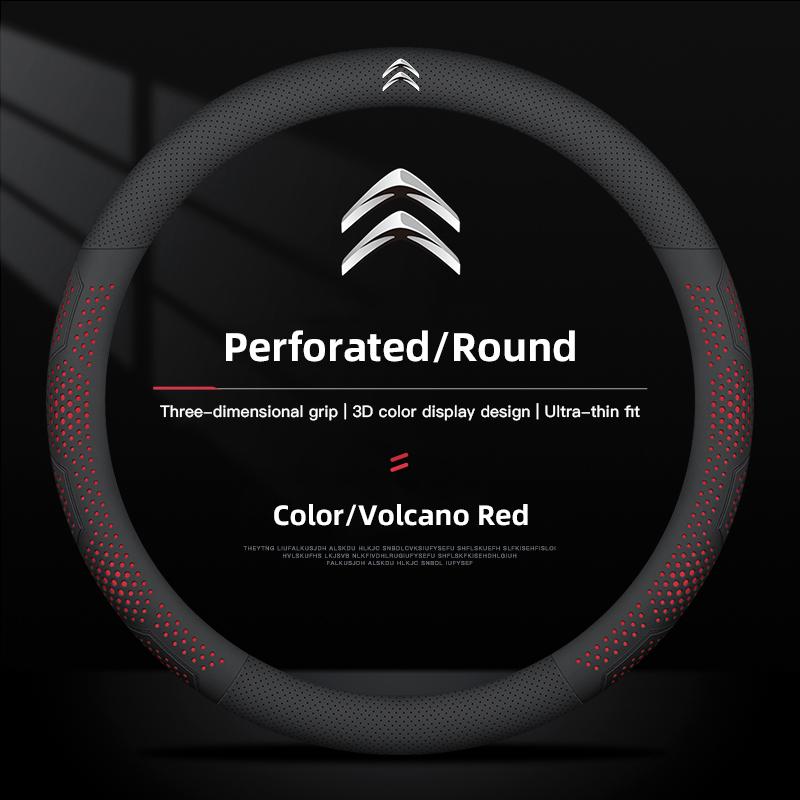 38cm Leather Car Steering Wheel Cover For Citroen C4 C3 C2 C1 DS3 Xsara Picasso Auto Steering Wheel Cover Car Interior keychain