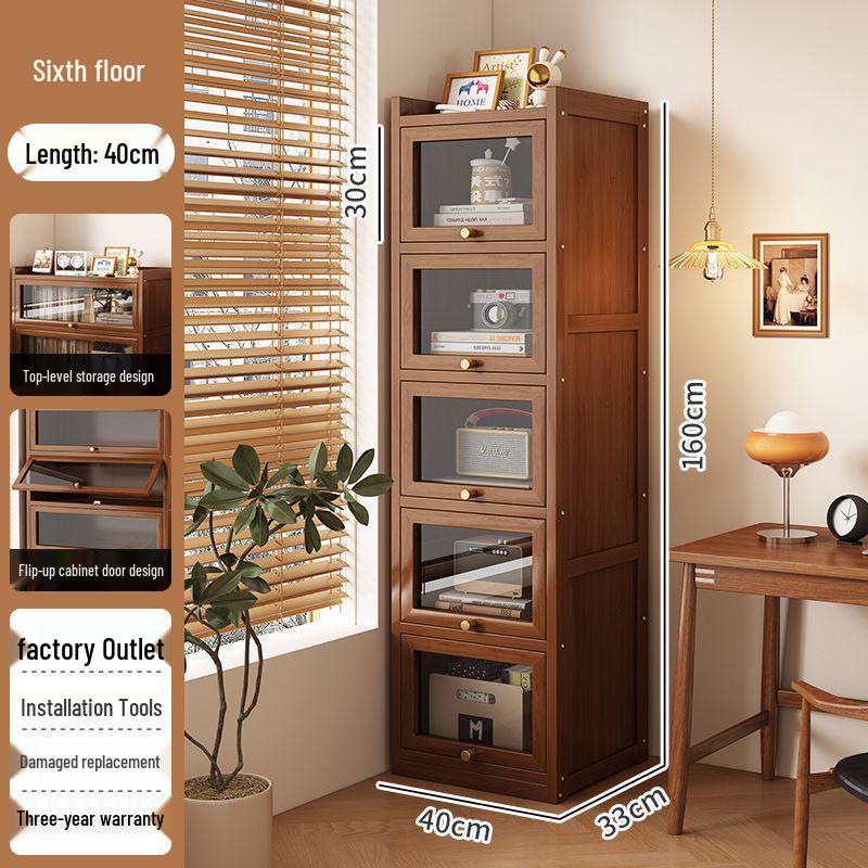 Floor-Standing Bookshelf for Students and Children - Compact Storage Cabinet for Small Apartment Living Rooms