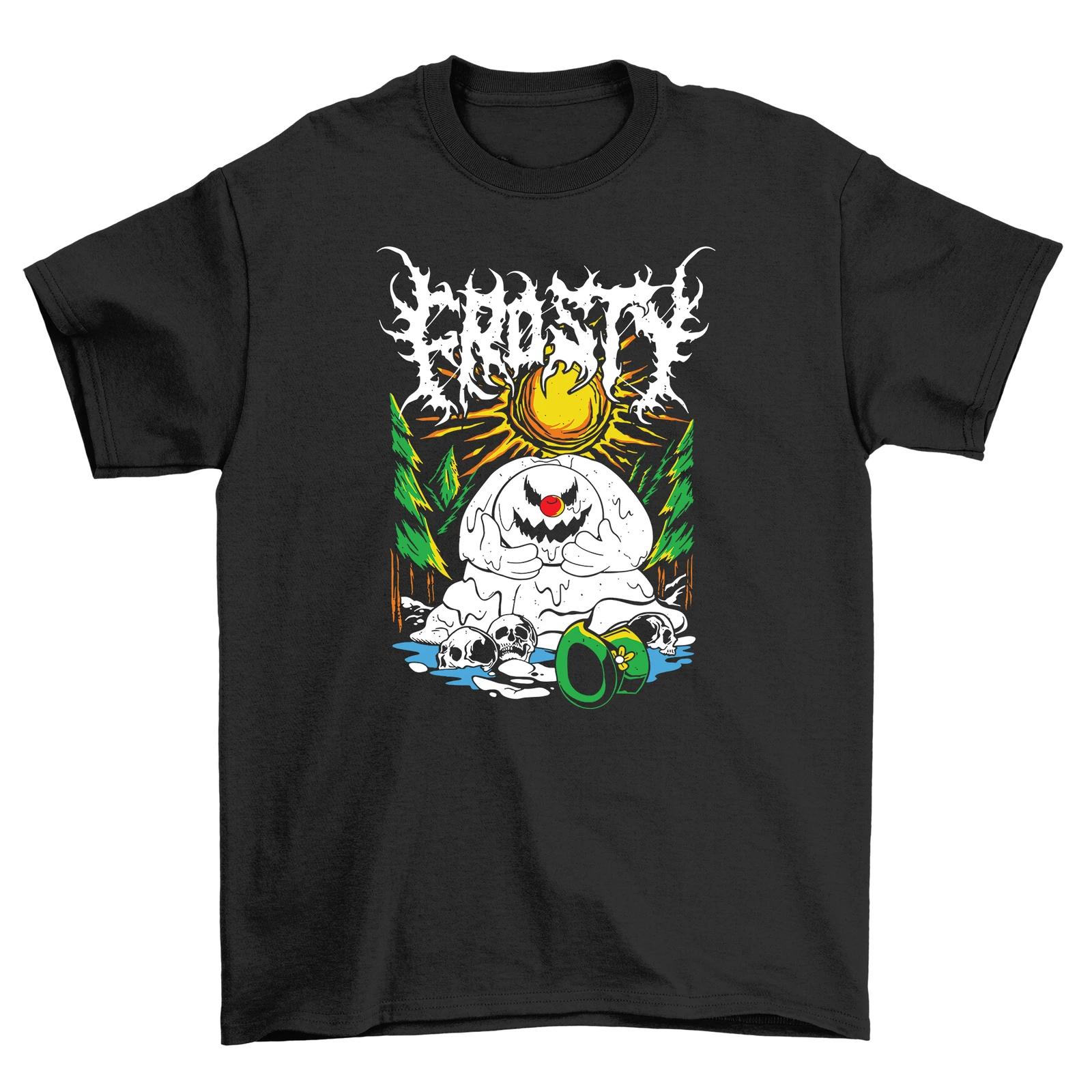 Funny Melting Frosty SnowUnisex Skulls Metal Graphic Tee Breathable Cotton Tshirt Unisex S