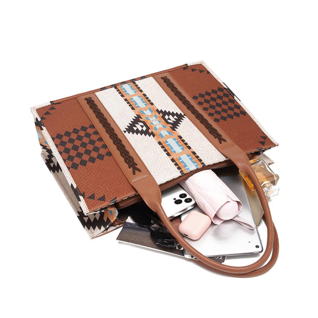 Vintage Cotton and Linen Print Western Women's Shoulder Bohemian Portable Messenger Women's Bag