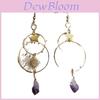 Bohemian Natural Amethyst Pendant Geometric Earrings With Moon And Star Design For Fashionistas