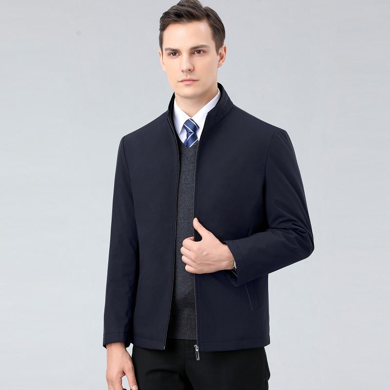 Men's Cotton Stand Collar Jacket - Business Casual, Mid-Age Dad Wear, 2024 Autumn/Winter, Loose Outerwear