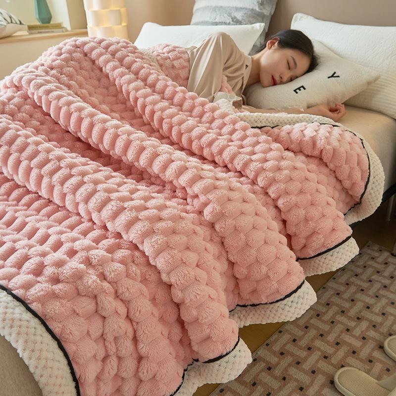 Autumn Winter Warm Sleeping Blanket Soft Comfortable Flannel Fleece Blankets for Bed Cozy Fluffy Warmth Blanket