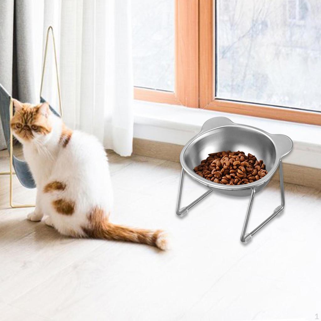 Cat Bowl Container Elevated Pet Feeder Water Dish for Travel Living Room Indoor
