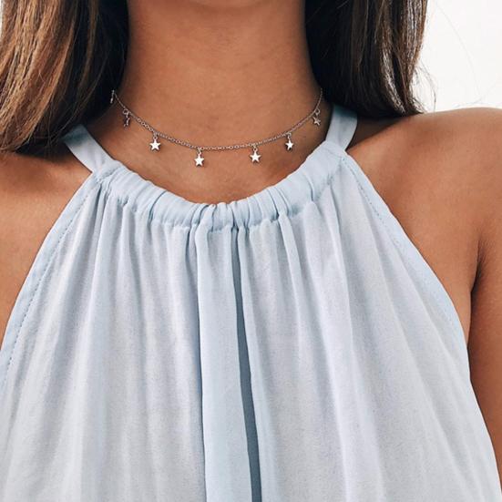 Collana da Donna con Ciondolo a Stella a Cinque Punte, Catena Choker, Gioiello, Regalo