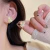 S925 Silver Needle Opal Four-Leaf Clover Earrings Summer Small Fresh Earrings Trendy Niche High-End Stud Earrings Women