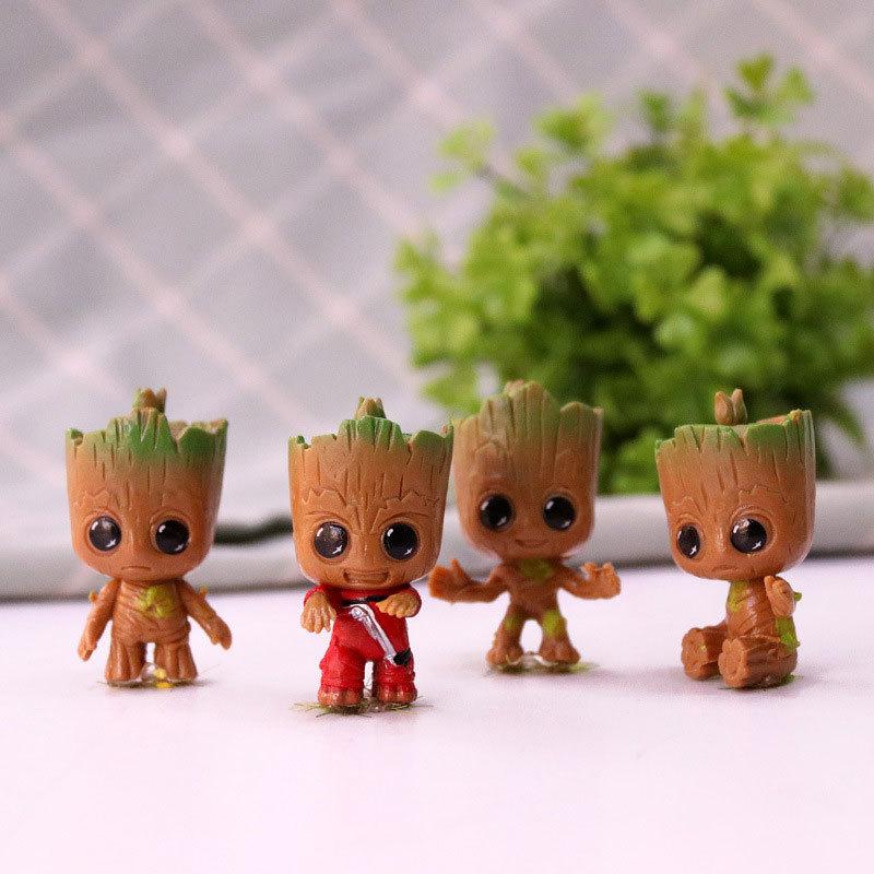 4pcs Tiny Groot Figure Set Guardians of The Galaxy Cute Baby Tree Man Model 4 5cm Gift Ornaments