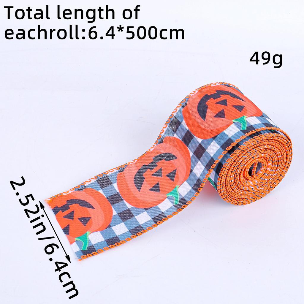 Creative Halloween Ribbon, Plaid, Pumpkin Ribbon, Christmas Tree Decoration, Streamer Strips, Halloween Decorations