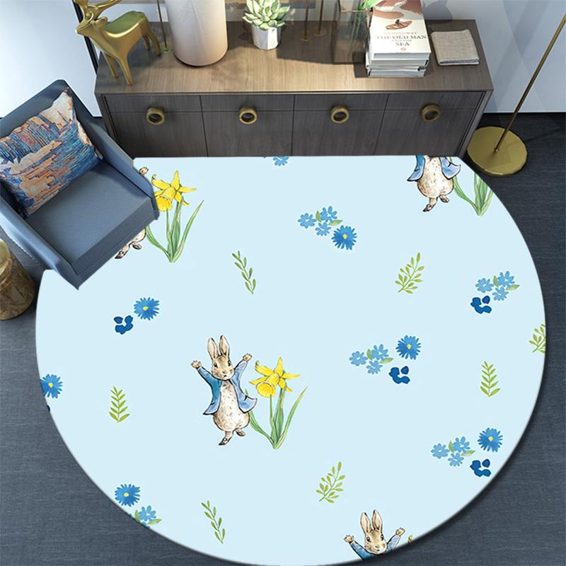 Tappeto Rotondo Peter Rabbit, Tappeto per Soggiorno Camera da Letto Divano Sala Giochi Decorazione, Tappetino Antiscivolo