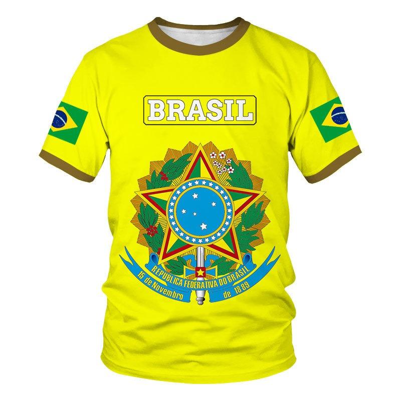 Hot Selling World Cup BRASIL Brazil Flag 3D Printed Pattern T-shirt for Men's Sports Leisure